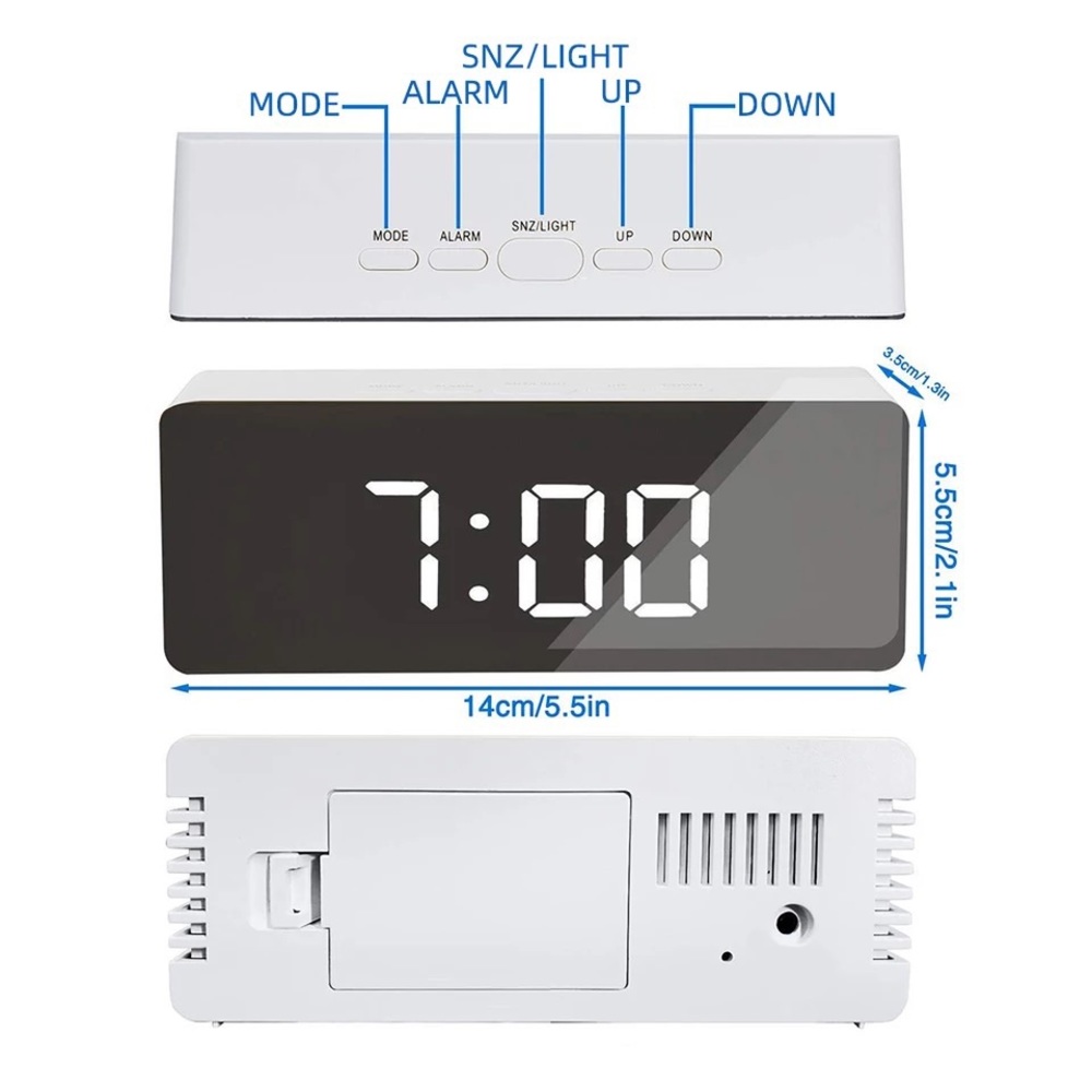LED Mirror Digital Alarm Clock - Picture 2 of 2